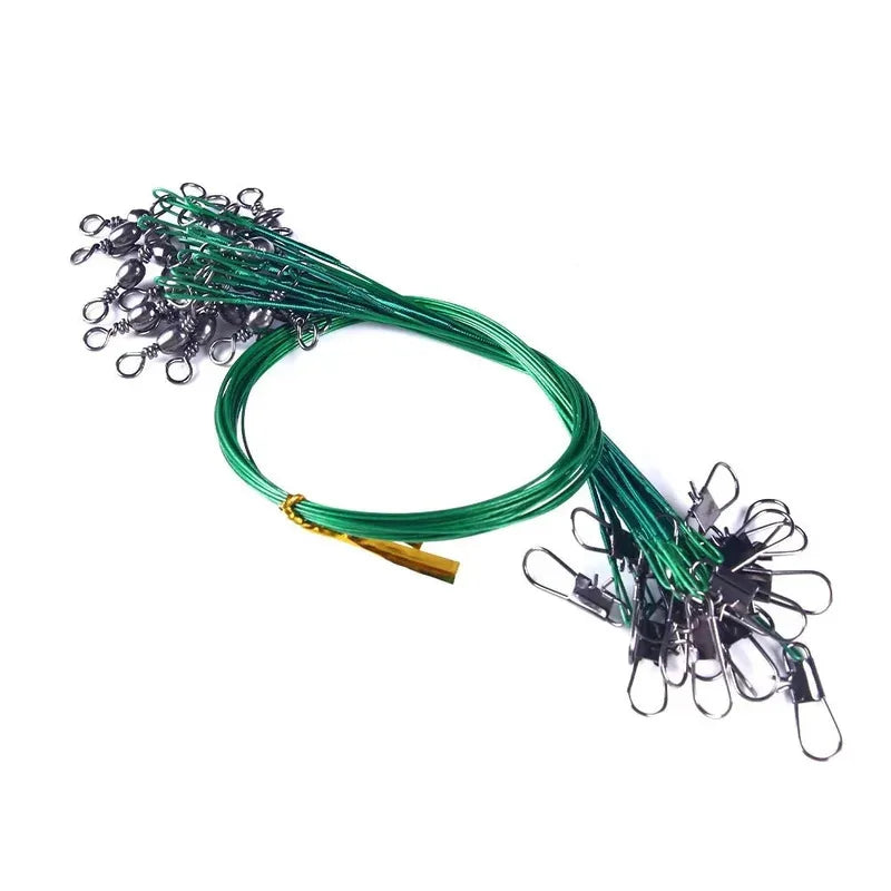 10-50pcs Anti Bite Steel Fishing Line Steel Wire Leader With Swivel Fishing Accessory Lead Core Leash Fishing Wire 15cm 20cm Oasis Select