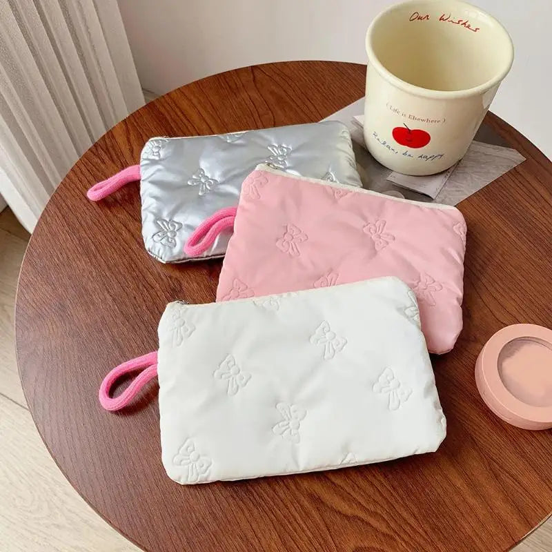 Heart Bow Coin Purse Zipper Cosmetic Pouch – Mini Organiser Zipper Coin Purse Oasis Select