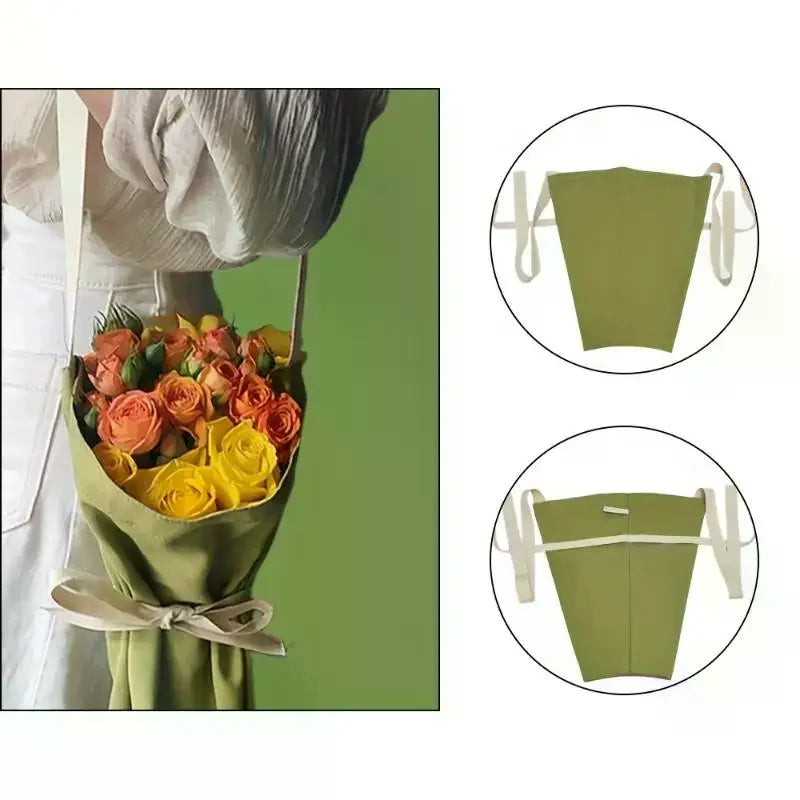 Reusable Canvas Flower Tote Bag | Tie Closure & Long Straps