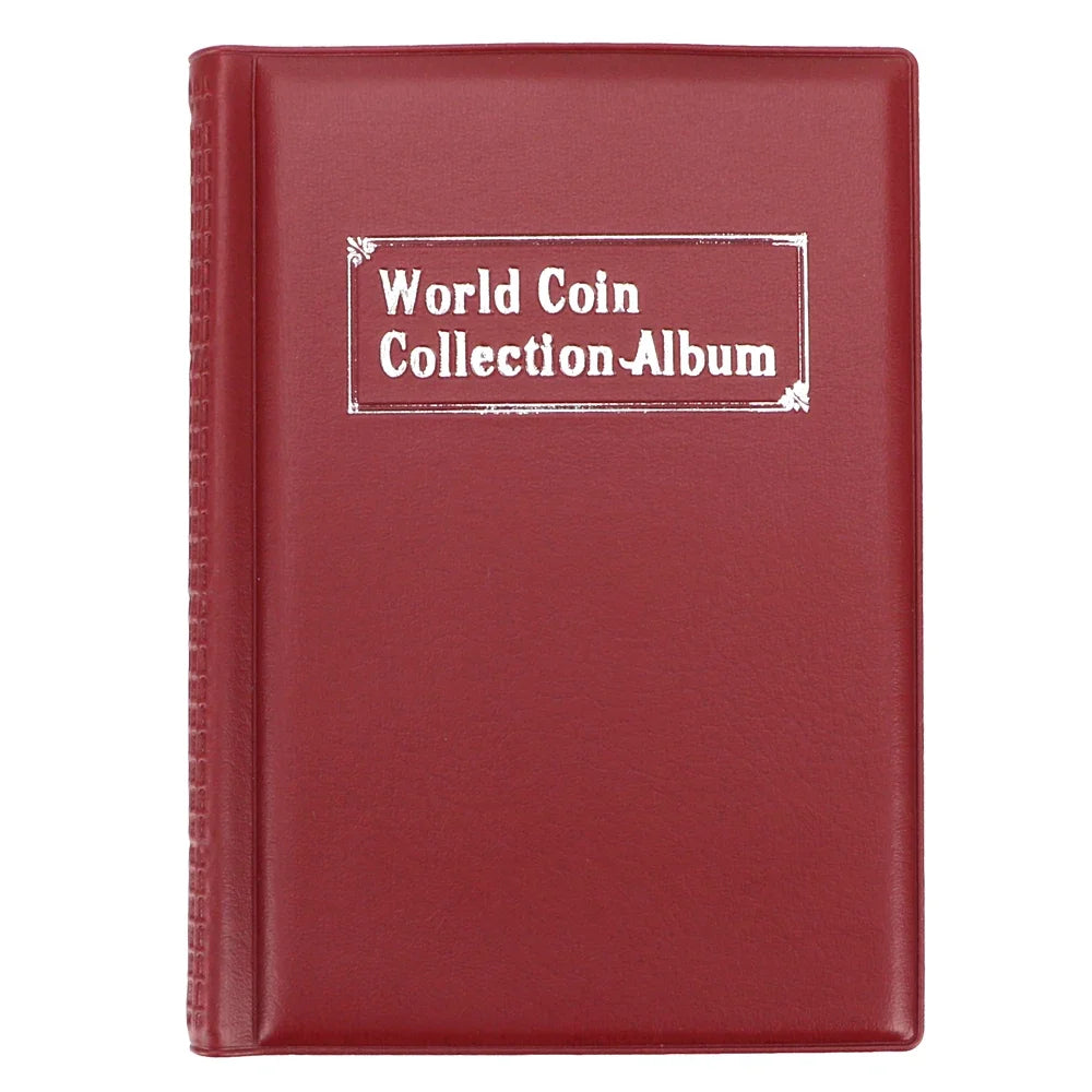 HWZXYXGS 120/60 Pockets Artificial PU Leather Coins Collection Album Book Collecting Money Organizer Storage Bags PVC Film Oasis Select Red