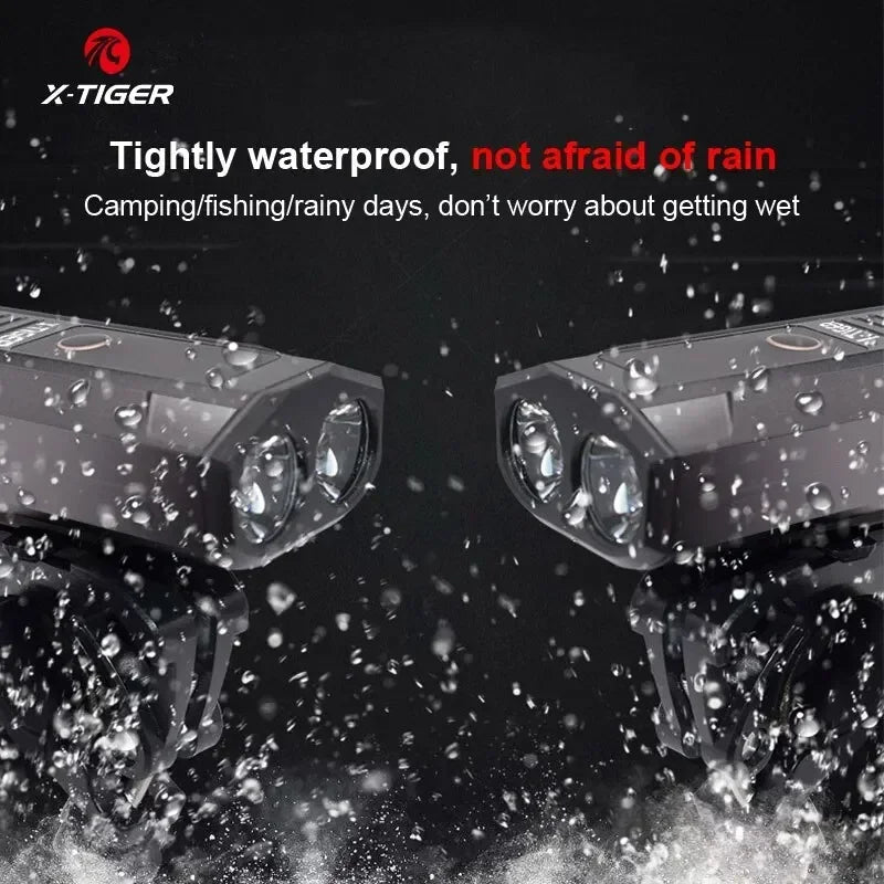 X-Tiger Bicycle Front Light Set Waterproof Rechargeable LED 5200mAh Mountain Bike Light Aluminum Alloy Ultralight Flashlight Oasis Select
