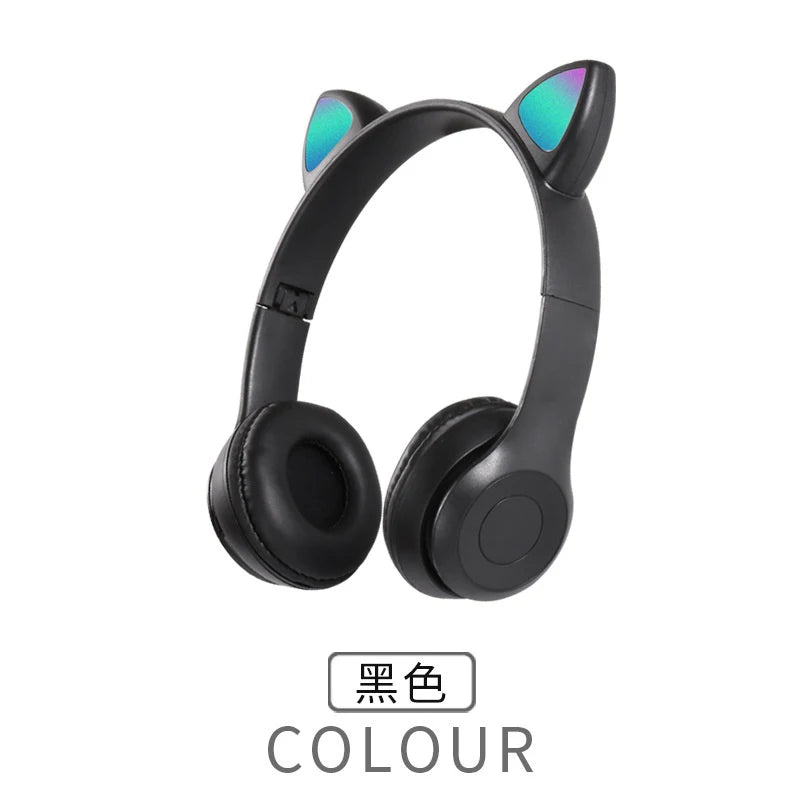 P47M Wireless Bluetooth Headset Gamer Cat LED Light Waterproof Noise Cancelling Earbuds Wireless Headphones Bluetooth Earphones Oasis Select Black