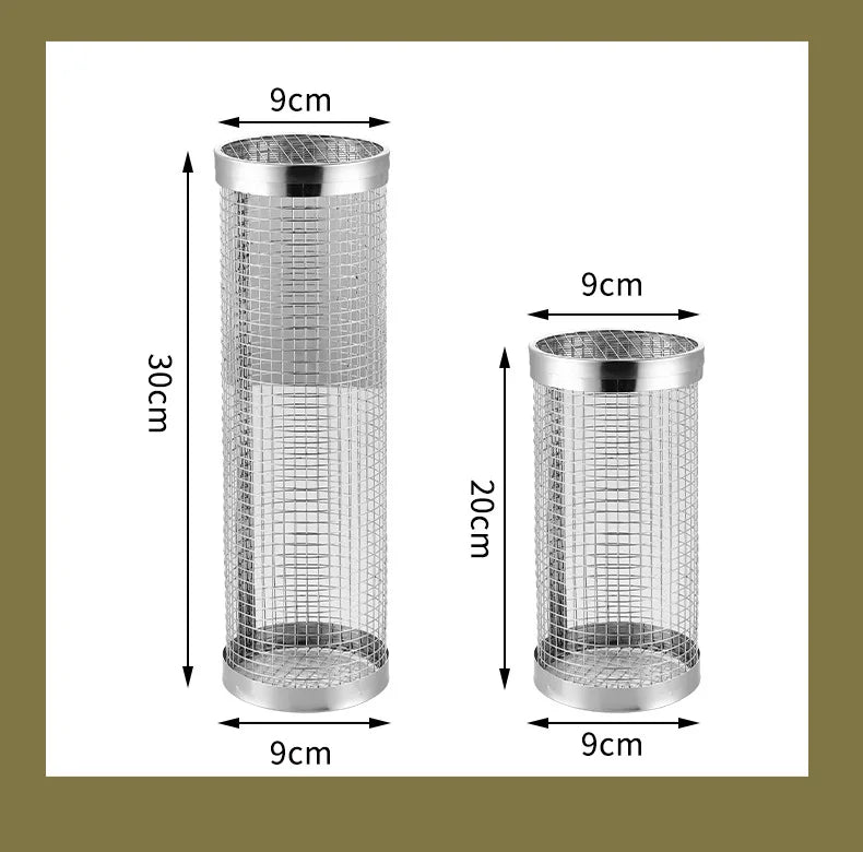 Round Barbecue Cage, Outdoor BBQ Smoking Cage, Portable Barbecue Stove, Rotating and Rolling Stainless Steel Cage Oasis Select