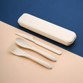 3pcs Outdoor Travel Knife, Fork, and Spoon Cutlery Set with Storage Box, Reusable Lightweight Utensils for Travel, Work, School Oasis Select beige