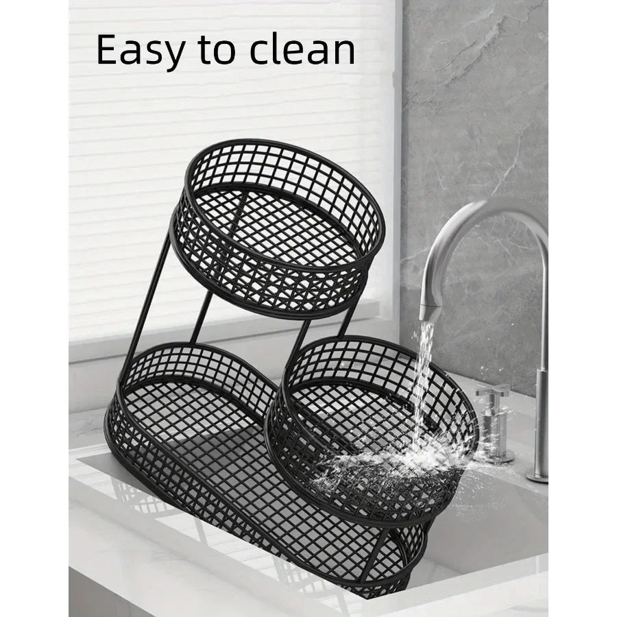 Multi Layer Kitchen Organizer Fruit Vegetable Shelf Bathroom Makeup Storage Desktop Dim Sum Storage Basket Kitchen Accessories Oasis Select