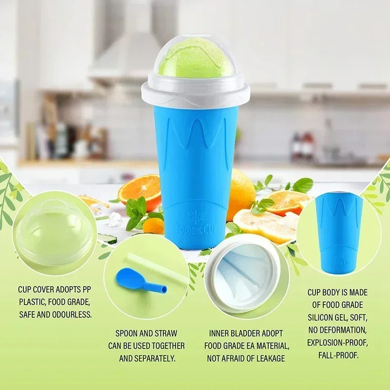 2pcs Quick-Frozen Slushy Maker Cup Large Capacity Slushy Cup for Homemade Smoothies Juice Ice Cream Summer Squeeze Beker Kitchen Oasis Select