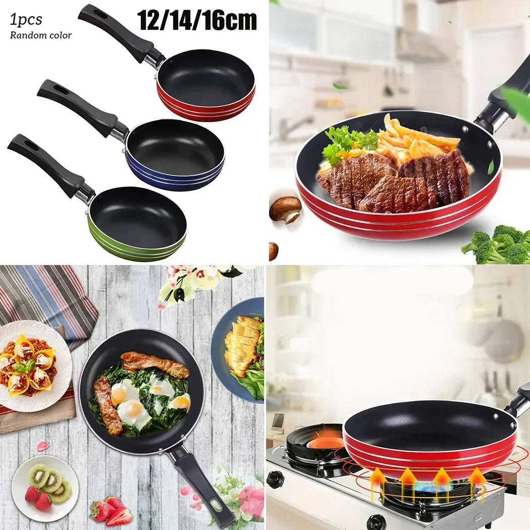 12cm/14cm/16cm Mini Frying Pan Non-Stick Steel Frypan Pot Saucepan Random Color For Cookware Kitchen Cookware Oasis Select