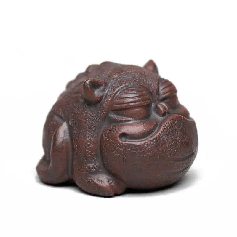 Original Ore Purple Clay Tea Pet Three-legged Golden Toad Gold-tongued Beast Pixiu Small Ornament Sculpture Ceramic Tea Play Oasis Select Ancient Red Clay