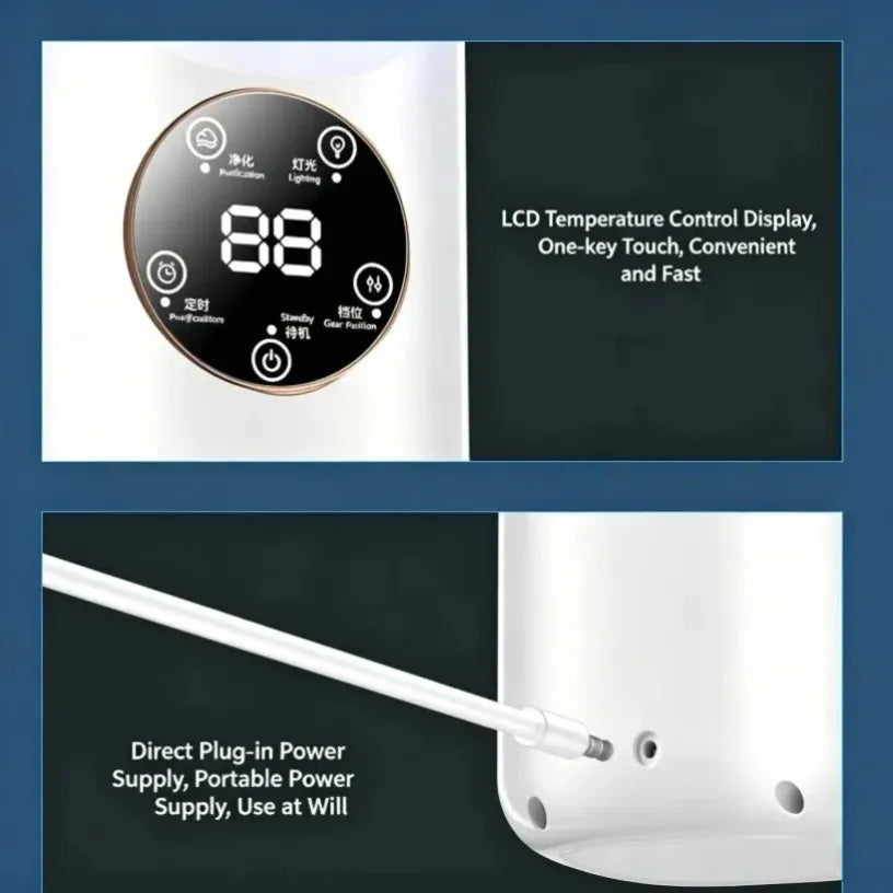 Air Cooler leafless Portable Air conditioner without External Outlet Cooling Silent Timed Night Light Led Screen 6 Wind Spee Oasis Select