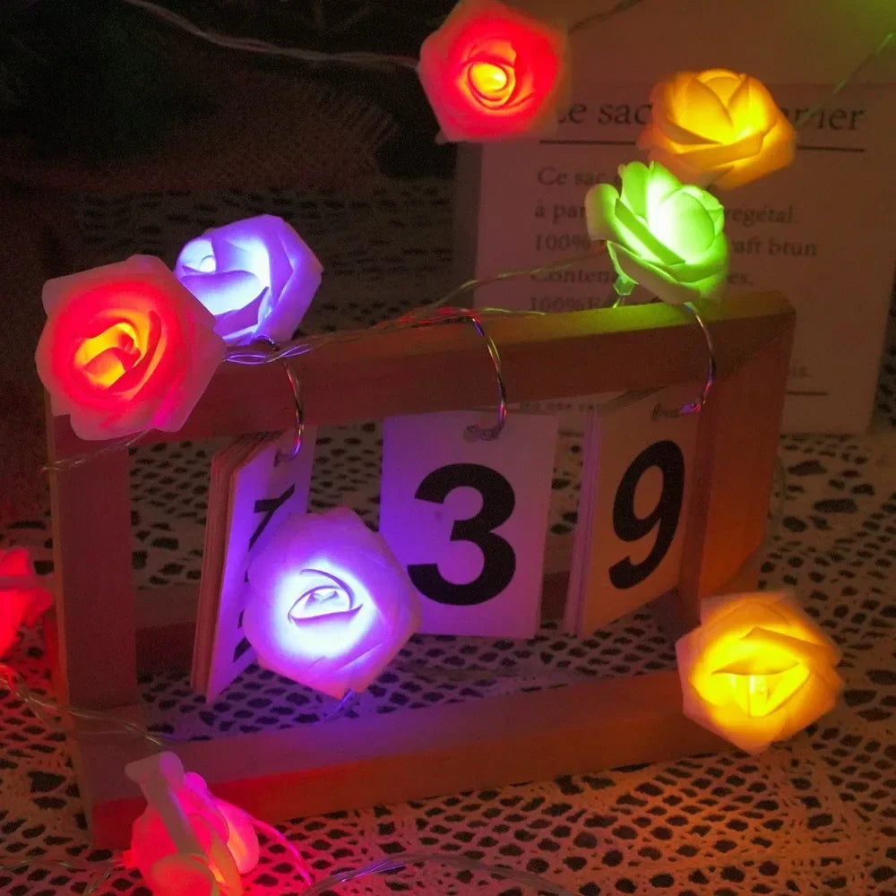 LED Pink Rose Flower String Lights USB powered for Wedding Home Party Birthday Festival Indoor Outdoor Decorations 1.5M/3M Oasis Select