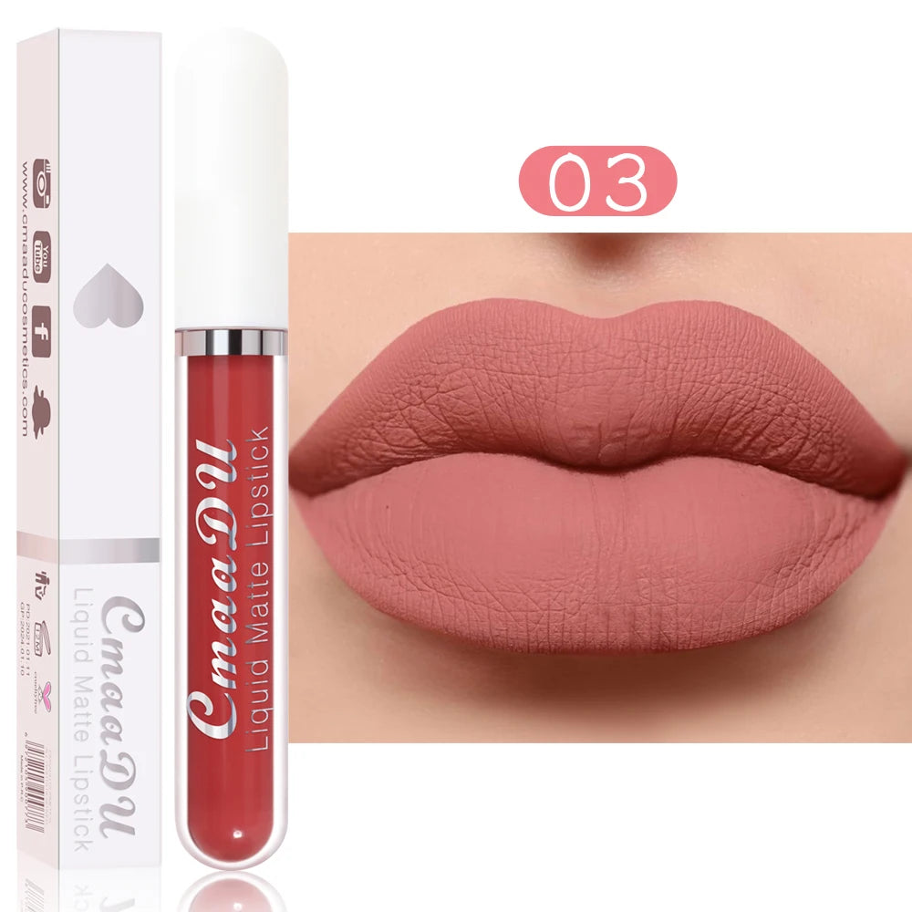 1 Pcs Matte Lipstick Lip Gloss Shade for All Skin Types Long-Lasting Non-Fading Waterproof Non-stick Cup Exquisite Gift Lips Oasis Select 03 Full Size