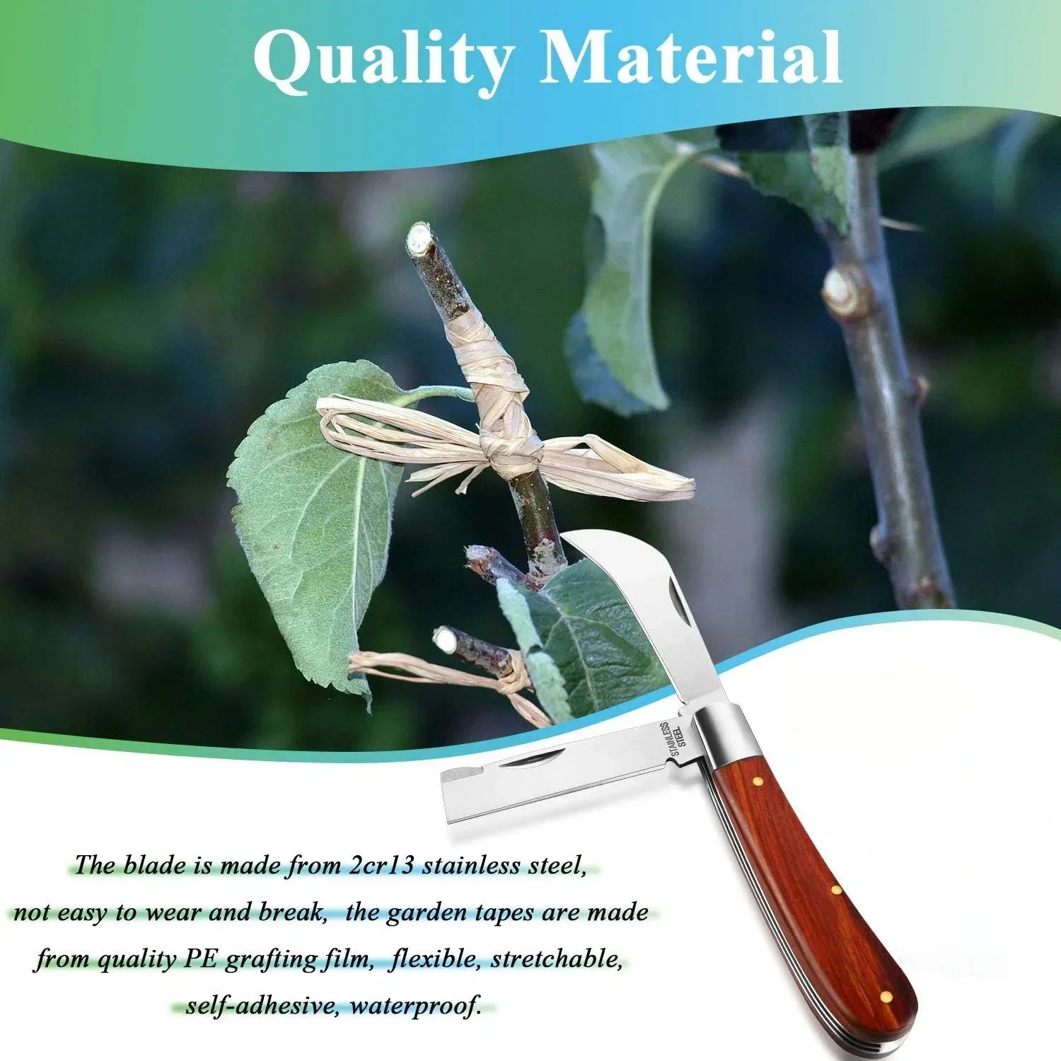 Folding Grafting Knife Grafting Tools Grafting Pruning Knife Professional Garden Fruit Tree Grafting Cutter Wooden Handle Knife Oasis Select