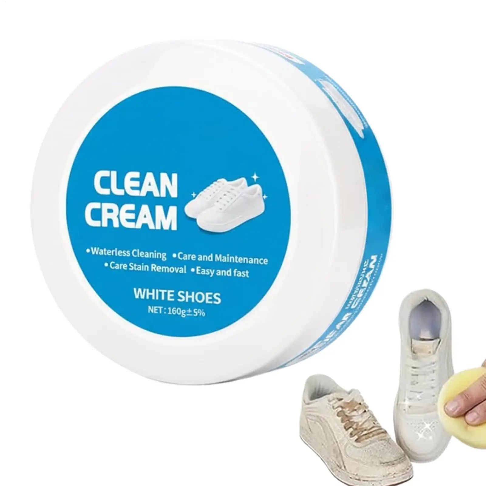 160g White Shoes Cleaning Cream Stains Remover Shoes Whitening All-Purpose Cleansing Cream With Wipe Sponge For Shoes Sneakers Oasis Select