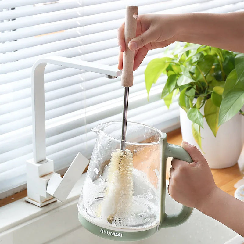 Wooden Bottle Cleaning Brush with Long Handle - Glass Scrubber for Stainless Steel Drink Bottles, Kitchen Tools,Cleaning Tools Oasis Select