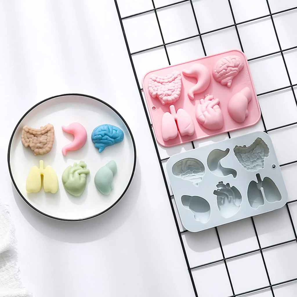 Organ Silicone Molds Halloween 3D Organ Shape Chocolate Candy Pudding Ice Cubes Tray Cupcake Baking Candy Cookie Ice Mold Oasis Select