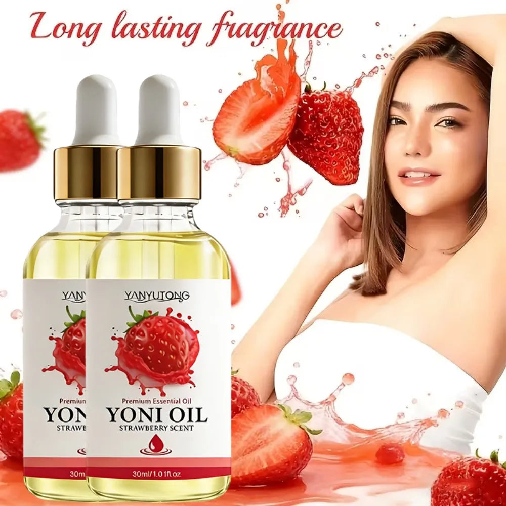 30ml Yoni Oil, Strawberry Scented, Natural & Plant-Based, pH Balance, Odor Eliminator, Feminine Care, Moisturizer Oasis Select 2 pcs 30ml