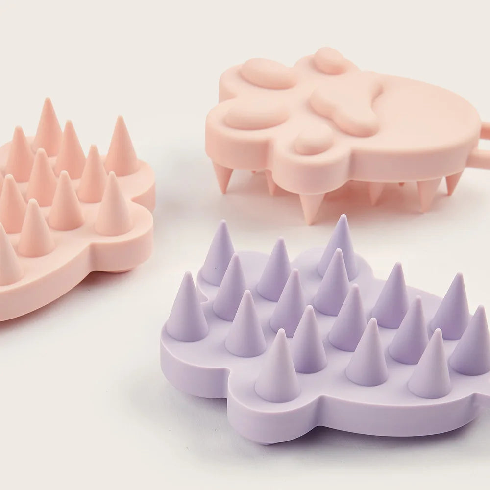 Silicone Cat Paw Scalp Massager Set – Pink & Purple Shampoo Brush Scalp Massage Brush Oasis Select