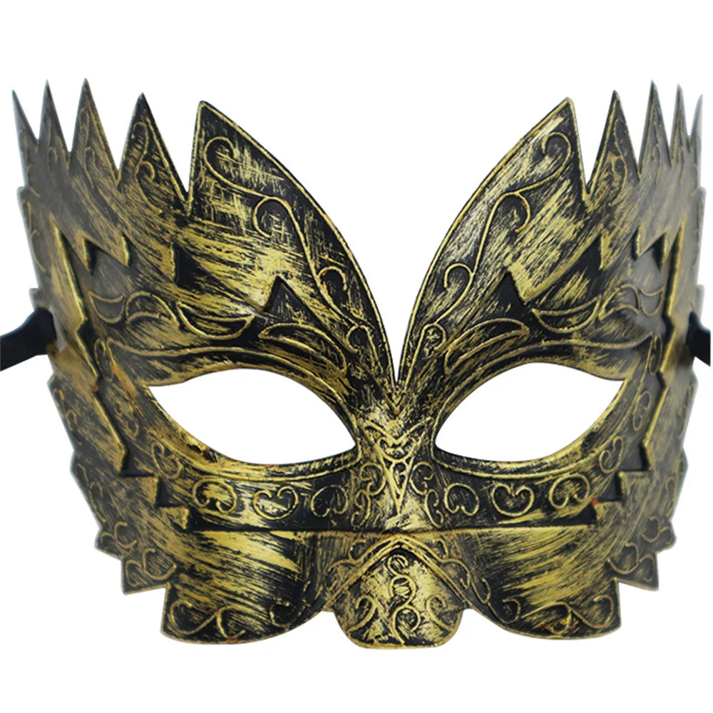 Men Gold Roman Soldier Mask Vintage Masquerade Mask Venetian Mardi Gras Phantom Opera Eyemask Rave Accessory Oasis Select Gold
