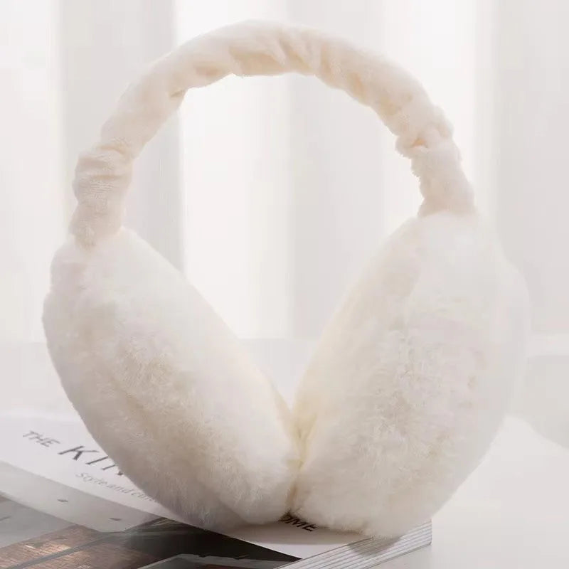 1/2/3/4pcs Solid Color Soft Plush Ear Warmer Winter Warm Earmuffs Fashion Ear Cover Outdoor Protection Ear-Muffs Folding Earflap Oasis Select 1pcs-White
