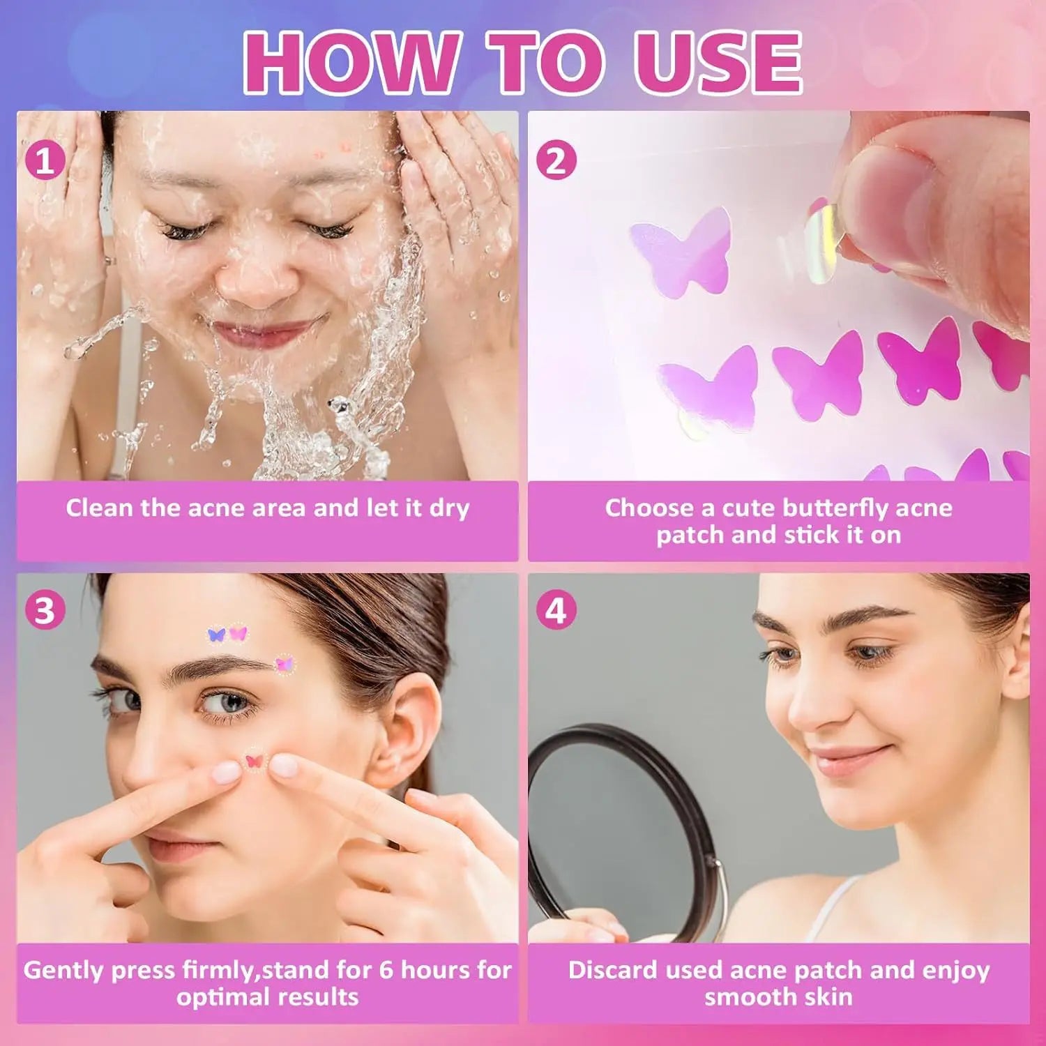 Five kinds of color butterfly/love acne patches, 120 pieces/box, deep cleaning acne patches, for men and women Oasis Select