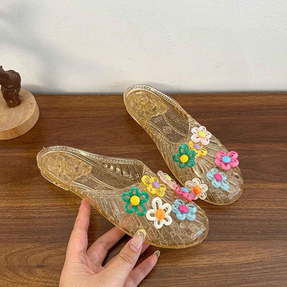 Crystal Hollow Slippers – Anti-Slip Flat Jelly Beach Slides