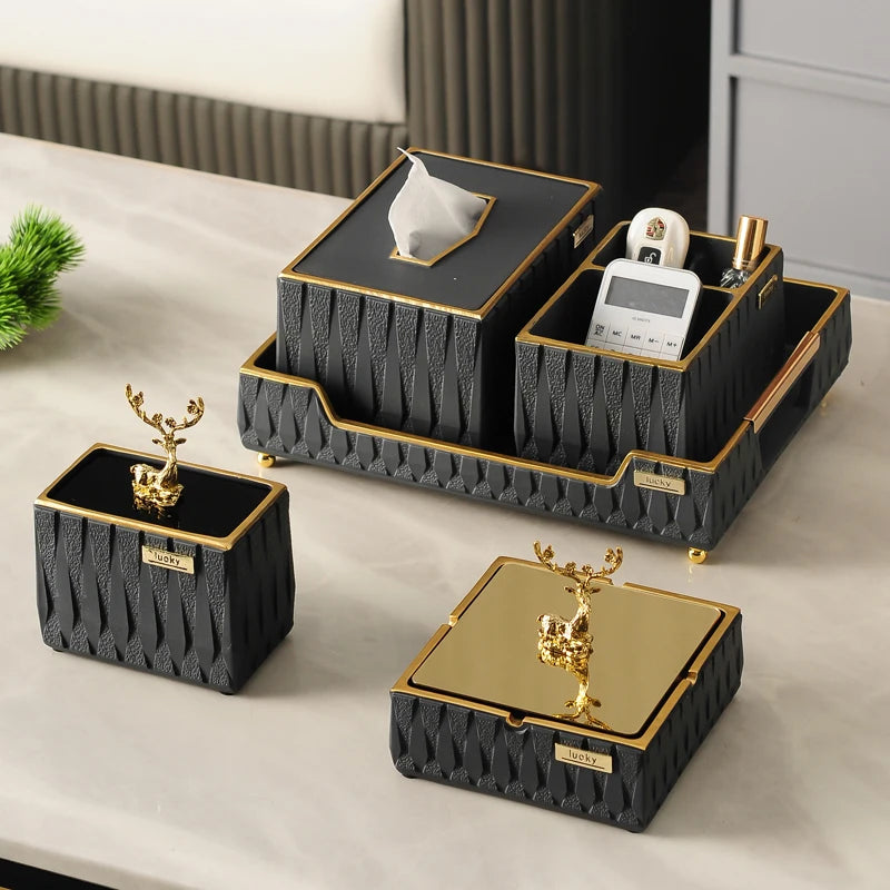Household simple living room light luxury creative office fly ash ashtray tissue box desktop decoration storage accessories Oasis Select