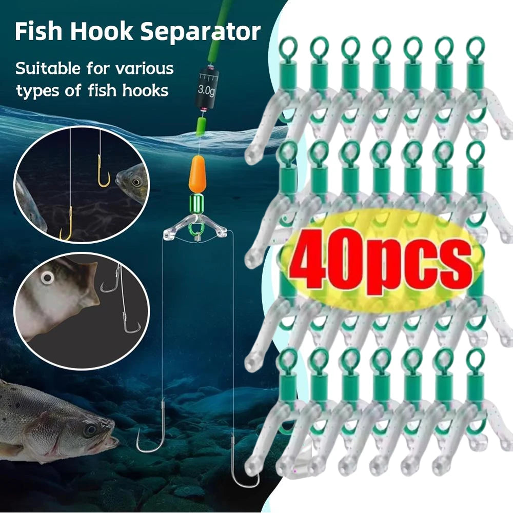 40pcs S/L Silicone Anti Tangle Device Fishing Line Splitter Hook Separator Carp Feeder Fishing Rigging Fishing Line Bifurcation Oasis Select