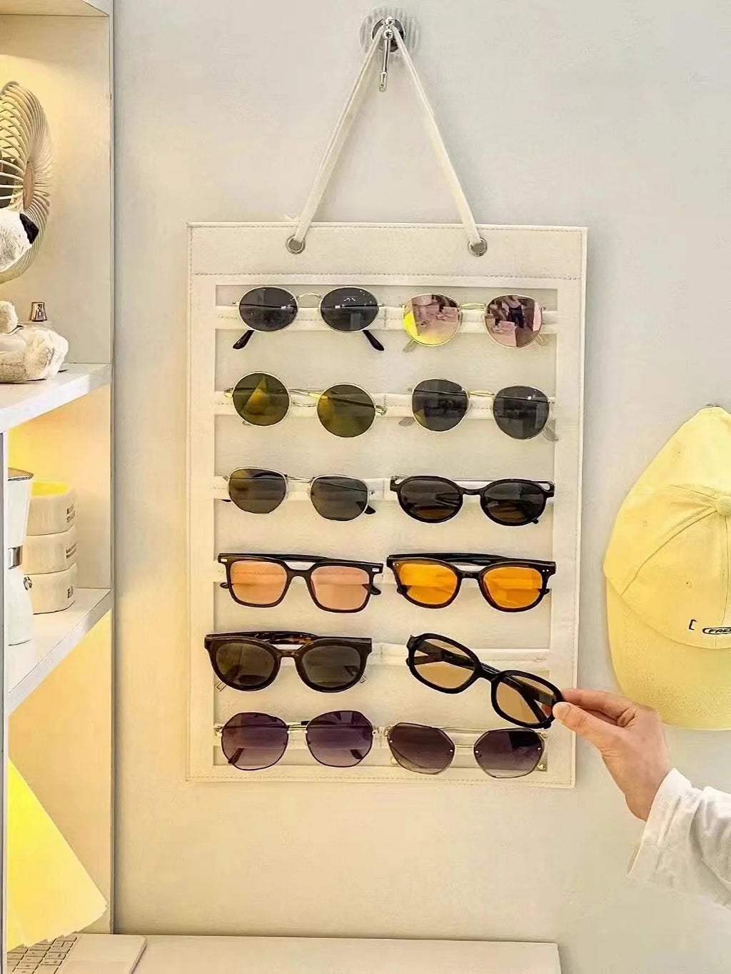 1pc Sunglasses Storage Organizer,Holds 12 pairs of eyeglasses, Hanging Glasses Display Rack,Versatile Wall-Mounted Glasses Hold Oasis Select