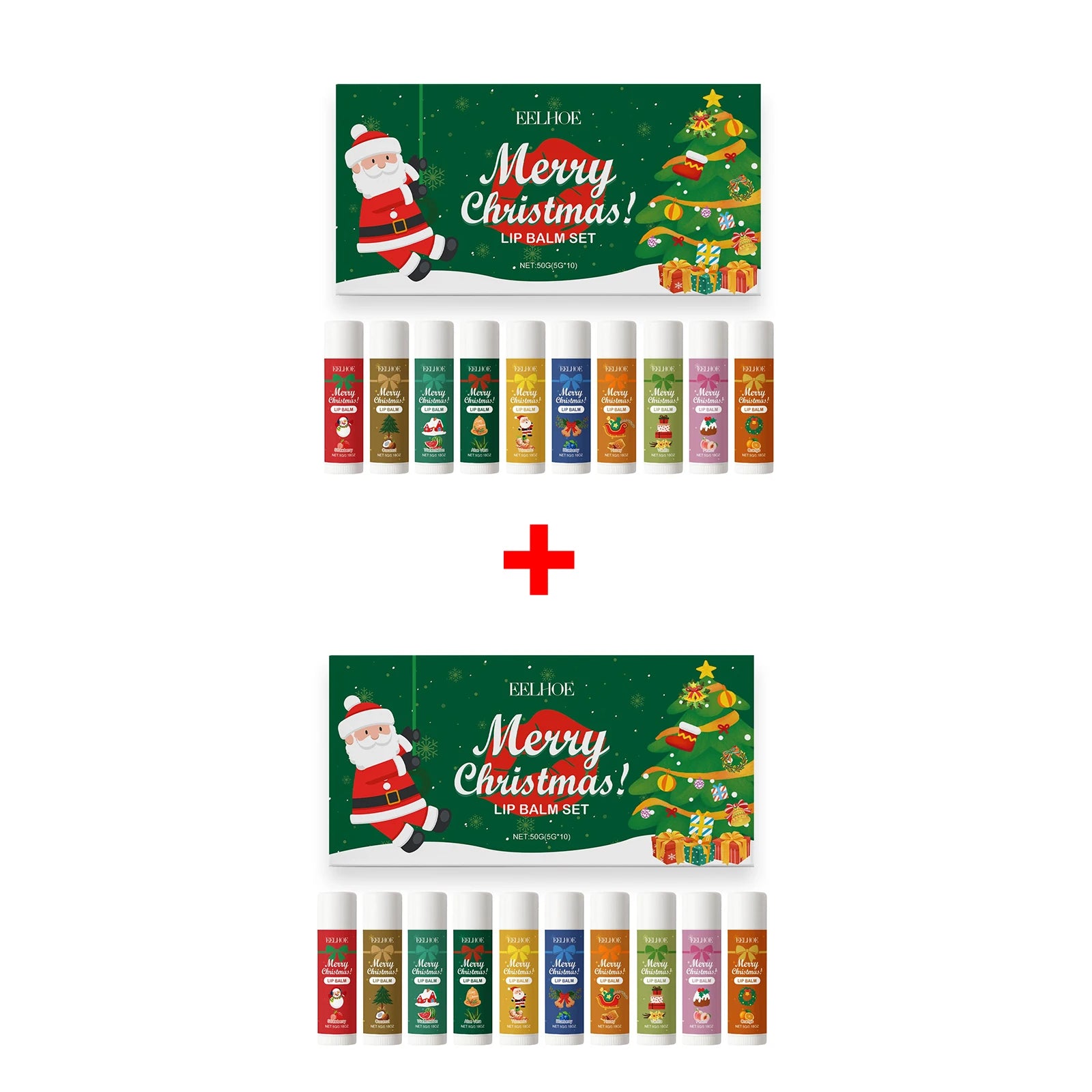 EELHOE 10-Pc Christmas Lip Balm Gift Set – Deep Moisturizing Lip Balm Gift Set Oasis Select 2PCS