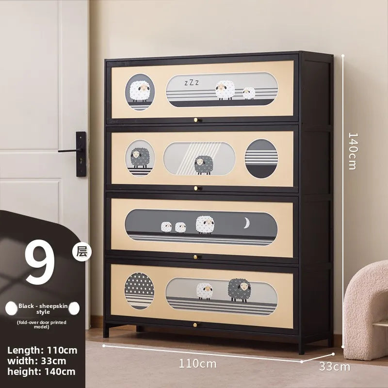 Multi-layer shoe rack outside the door of the home, artifact, large shoe cabinet, indoor corridor bamboo simple shoe cabinet Oasis Select Nine floors 110cm