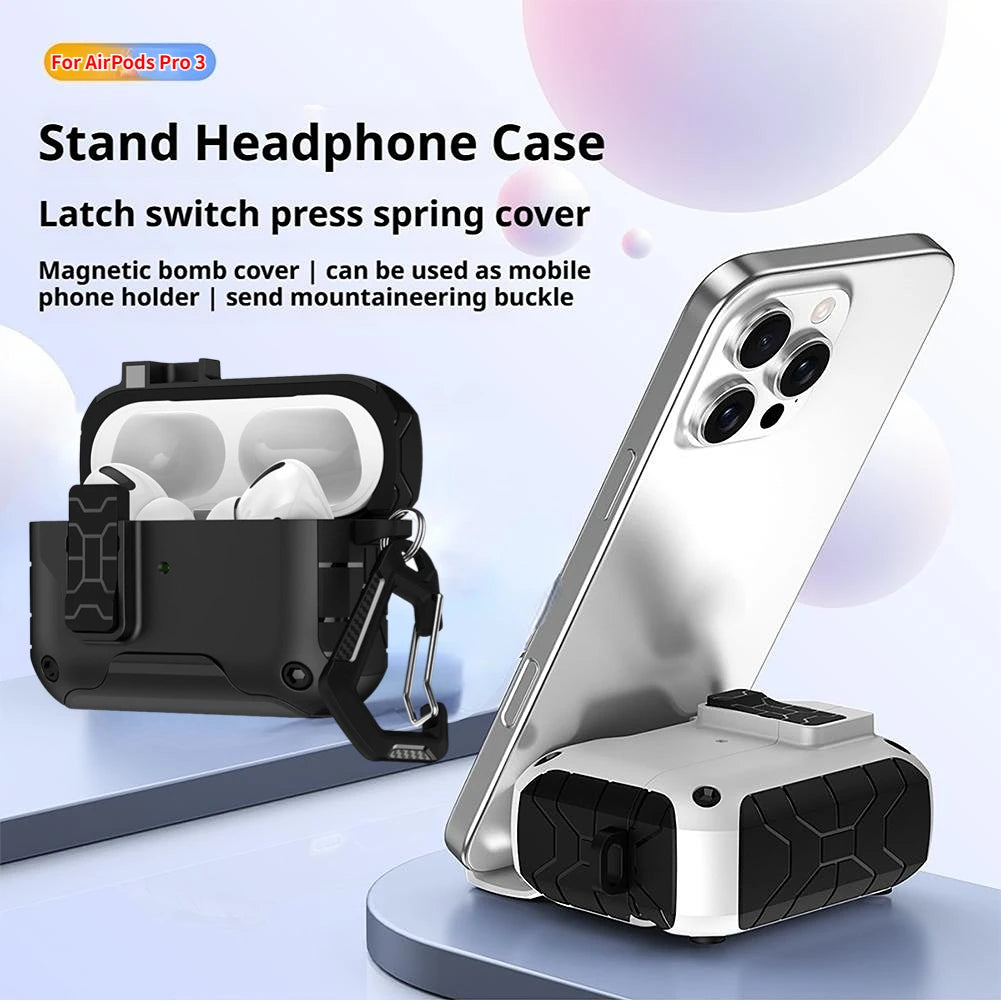 Magnetic Automatic Lock For AirPods Pro 3 Case Compatible with Magsafe with Phone Stand & Cleaner Kit Case For AirPods Pro 3 Gen Oasis Select