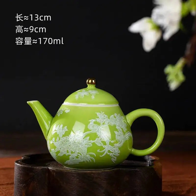 120ml Ceramic Small Mini Tea Cup Three Talents Tea Bowl Household Teacup Oasis Select the Top Teapot Blue