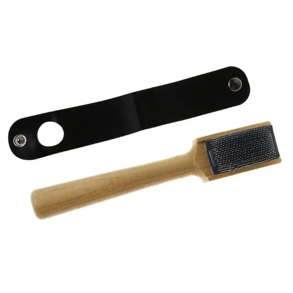 Wooden Suede Sole Wire Shoe Brush With Protector Cover Stainless Steel Brush Head Dance Shoes Cleaning Brush Durable Practical Oasis Select Wooden