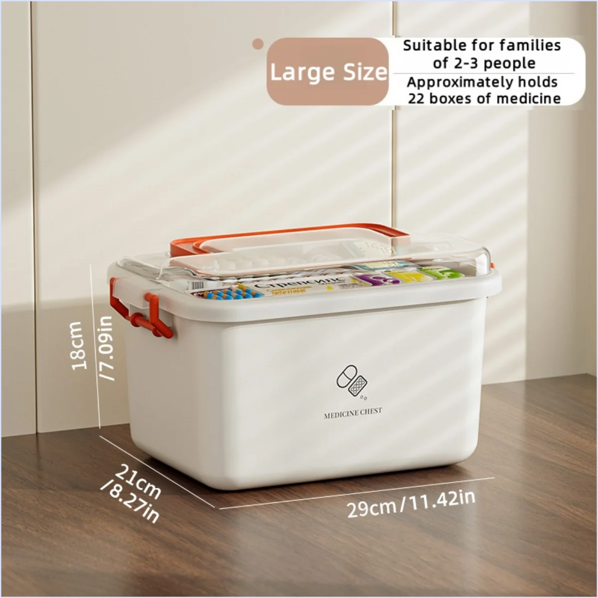 Large Portable Medicine Organizer Box Multifunctional First Aid Storage with Dividers for Pills/Drugs Household Medical Kit Oasis Select Large Red