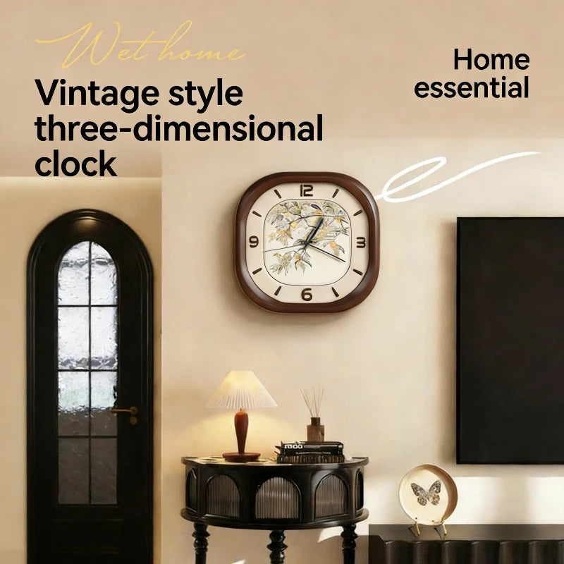 No Drill Wall Clock 2025 New Design Creative Silent 3D High End Vintage Wall Mounted Clock for Living Room and Dining Room Oasis Select