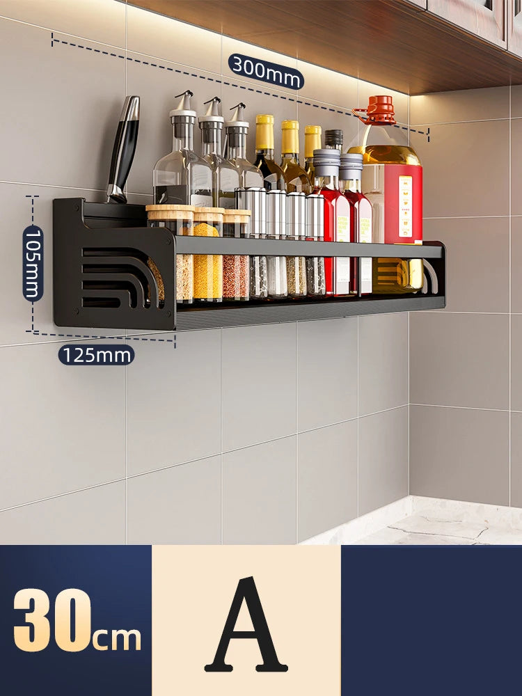 Kitchen Organizer Shelf Wall-mounted Spice Storage Rack Kitchen Knife Holder Wall Seasoning Chopstick Spoon Shovel Storage Oasis Select 30CM A