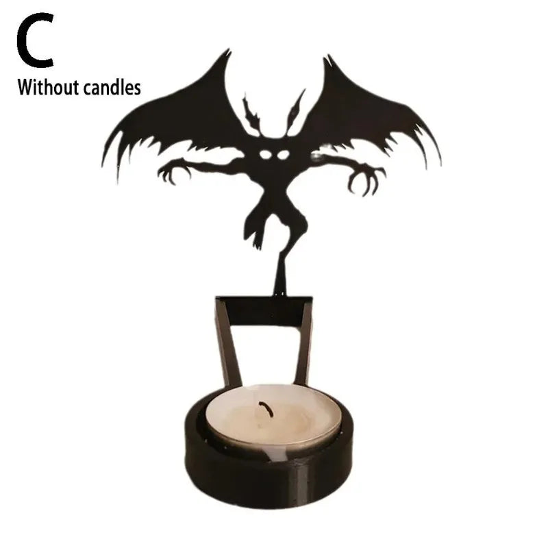 Halloween Decoration Home Halloween Projector Shadow Movie Props Halloween Ornaments Horror Candle Holder Candlestick Ornaments Oasis Select C