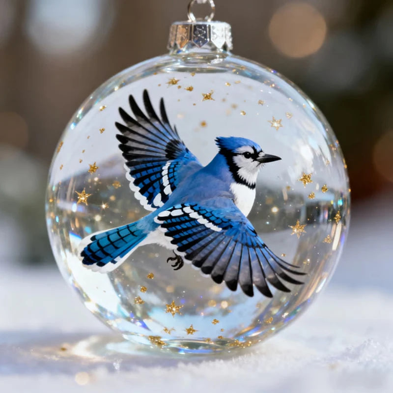 Hummingbird Christmas Ball Ornament | 3D Clear Plastic Tree Decor