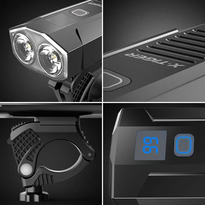 X-Tiger Bike Light Headlight Bicycle Lamp With Power Bank Rechargeable LED 5200mAh MTB Bicycle Light Flashlight Bike Accessories Oasis Select