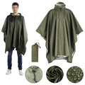 3-in-1 Outdoor Military Raincoat with Hood and Sleeves Waterproof Poncho Motorcycle Rain Cover Camping Hiking Raincoat Tent Oasis Select army green