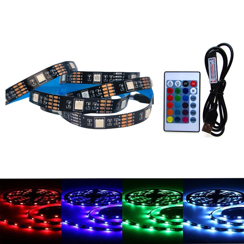 DC 5V RGB LED Strip USB Light Not Waterproof SMD 5050 0.5- 5M 5 V Volt TV PC Led Strip Light USB RGB Tape With Remote Controller Oasis Select