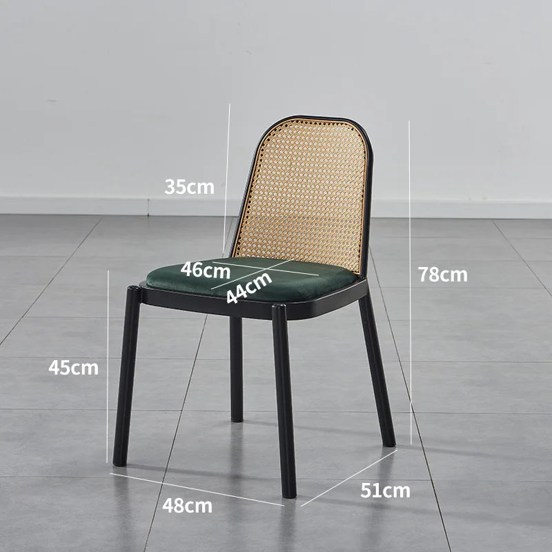Multi-functional Backrest Chair Balcony Rattan Chair Household Dining Chair Outdoor Chair Homestay Leisure Chair Durable Oasis Select Malachite Green B