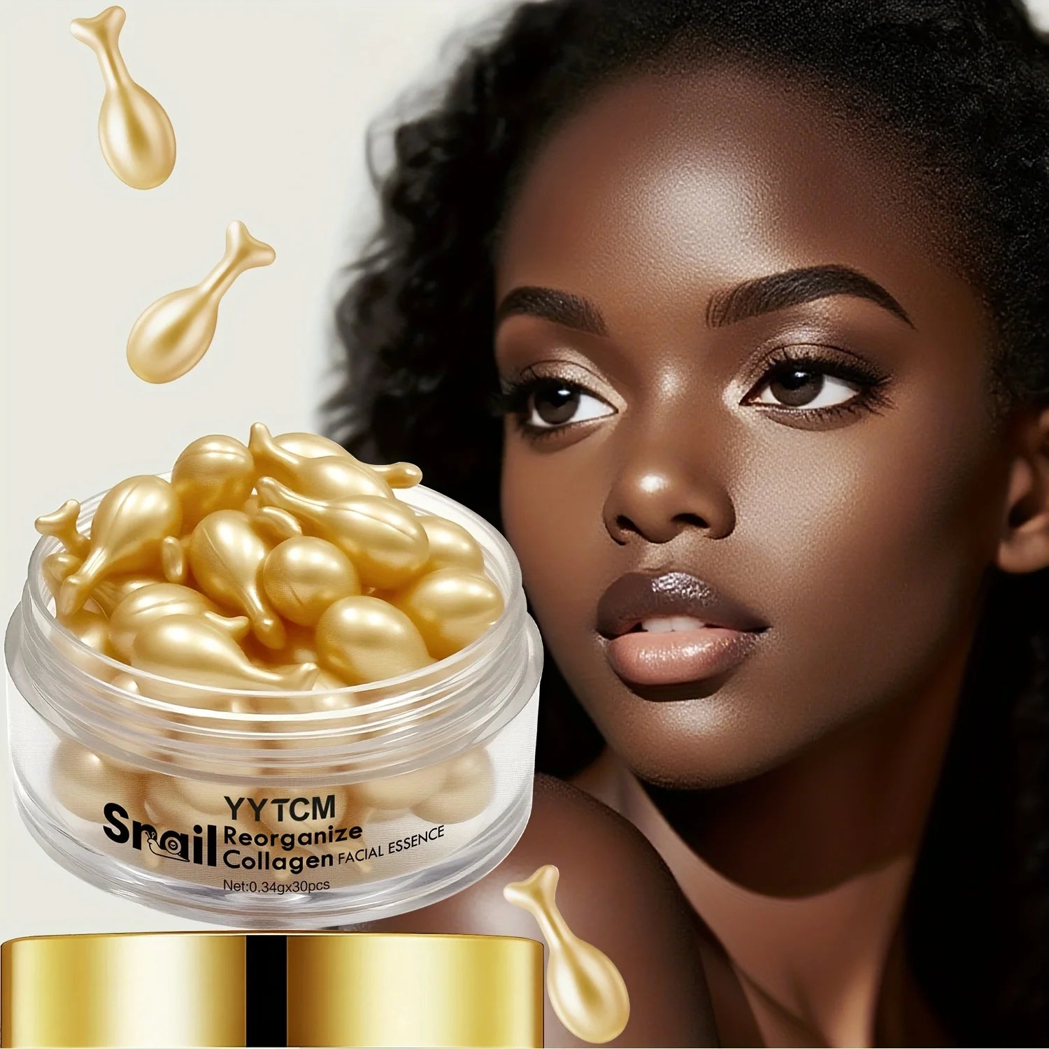 Snail Collagen Essence Capsules – Squalane, Fullerene & Ginseng