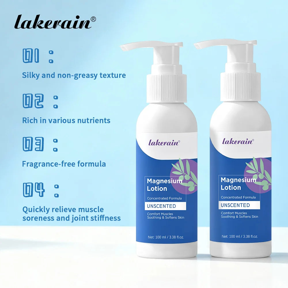 Lakerain Magnesium Body Lotion Concentrated Formula Soothing Softens Skin Comfort Muscles Nourishing and Hydrating Body Cream Oasis Select