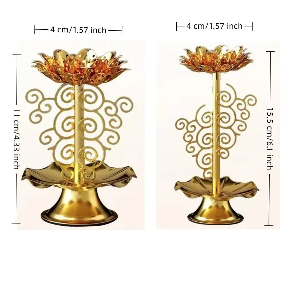 Retro Lotus Tealight Holder | Gold Alloy Metal Candlestick