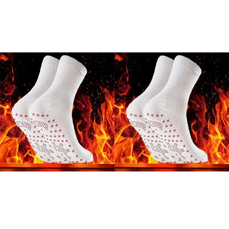 9/6/3/1Pairs Magnetic Socks Self Heating Therapy Magnetic Therapy Pain Relief Socks Woman Men Self-Heating Socks Oasis Select 2 pairs-white