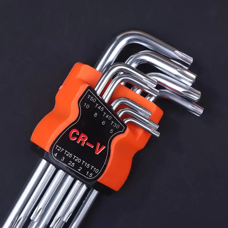9Pcs Torx Star Wrench Set Allen Keys Hexagon Spanner Dual End L Type Star Screwdriver Hand Repair Tools For DIY Home Repair Oasis Select