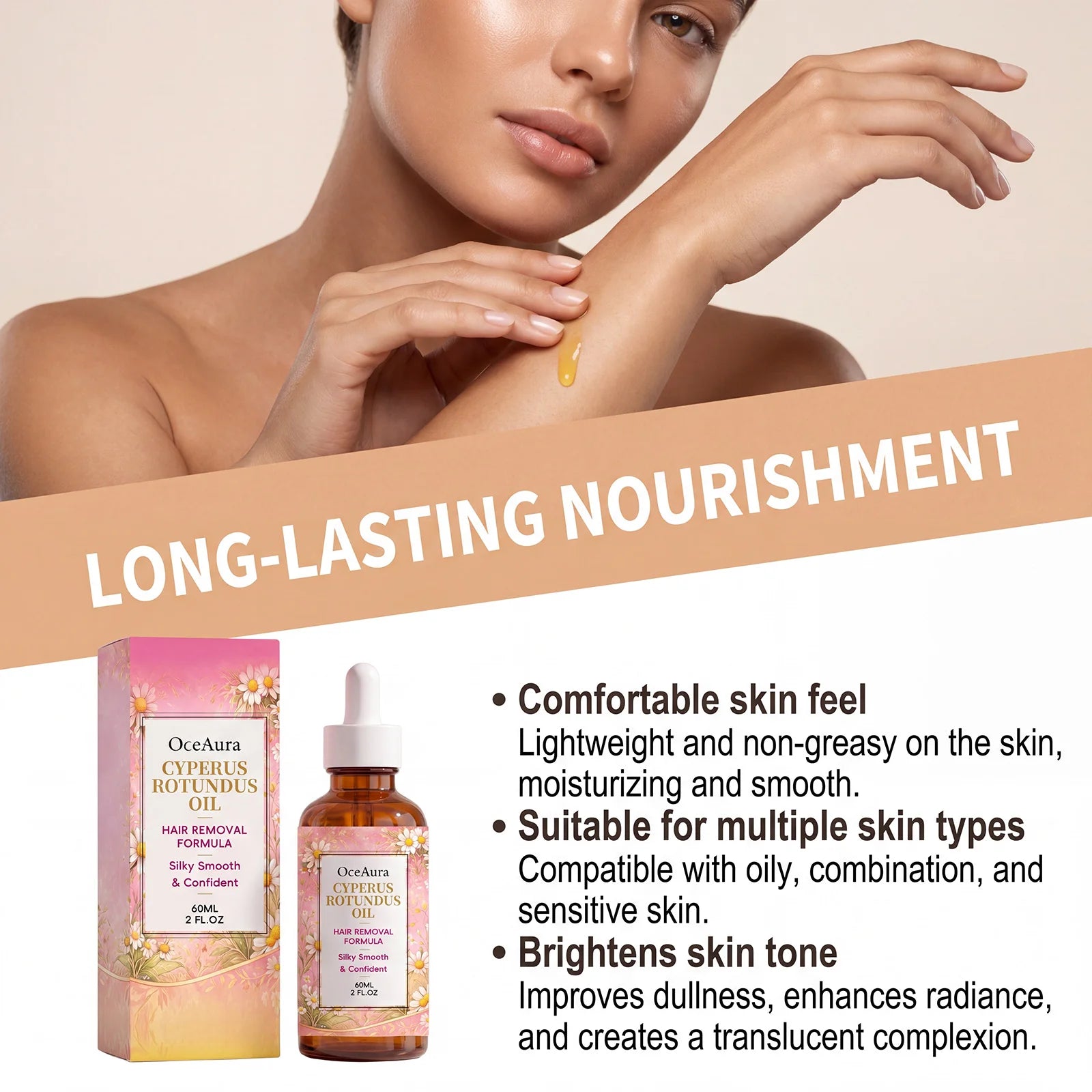 Silky Smooth Cyperus Rotundus Oil Post Hair Removal Care Oil Moisturizing Smoothing Soothe Delicate Skin Inhibitor Hair Body Oil Oasis Select