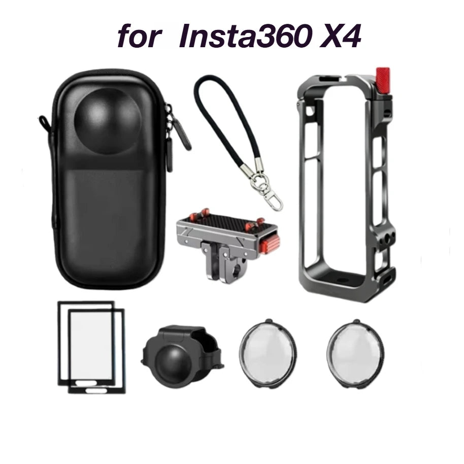 Aluminum Cage & Lens Cover for Insta360 X4 / X5 Camera