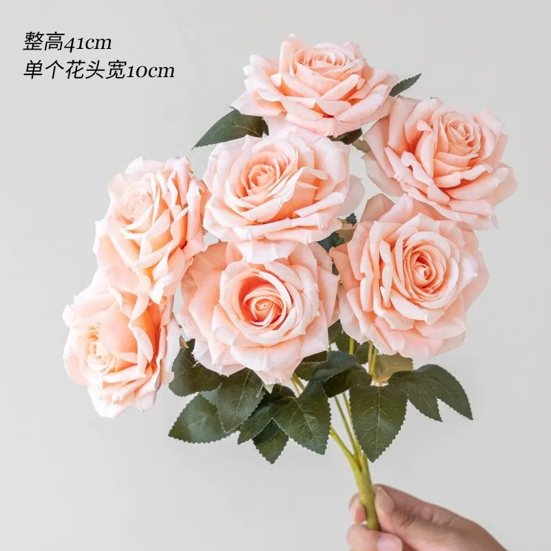 7 Head Artificial Diamond Rose Artificial Flowers Wedding Living Room Decoration Road Guide Rose Bouquet Artificial Flowers Oasis Select champagne